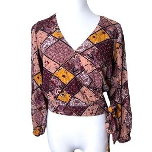 American Eagle Patchwork Wrap Top Size Small